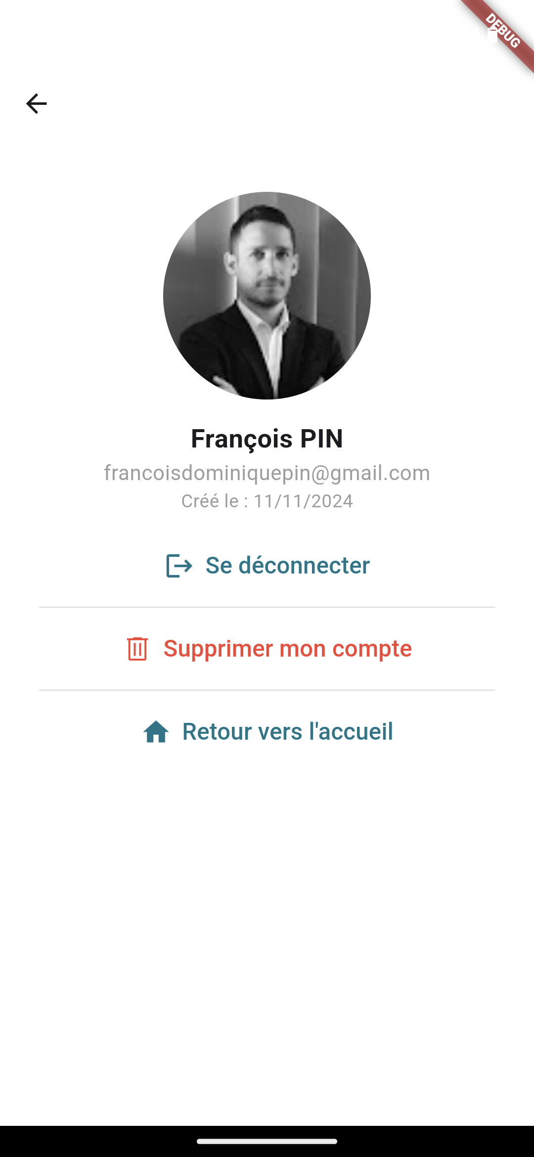 Capture d'écran du lien vers la suppression des données
